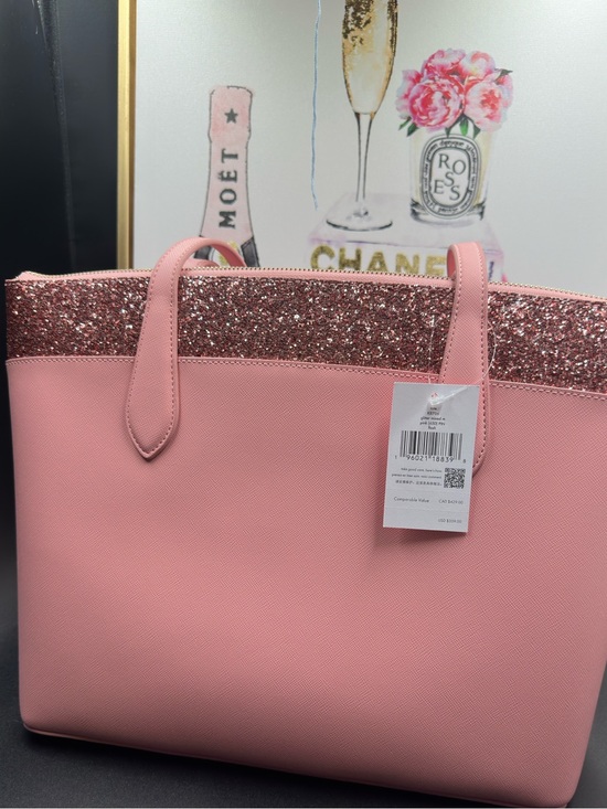 kate spade Handbags - NWT KATE SPADE Pink Glitter Trim Tote Bag – Chic Everyday Carry